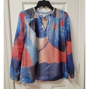 Diana Von F Silk Chiffon Floral-Print Top 0